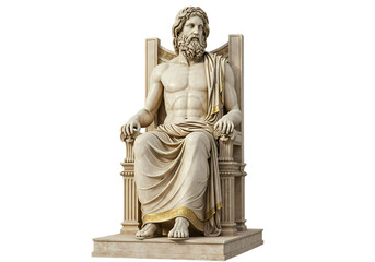 Fototapeta premium Zeus Enthroned A Classic Greek Sculpture Replica on transparent background