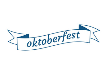 Ribbon with text oktoberfest isolated on white or transparent background. Vector illustration. Line drawing. Close-up element for holiday and party design decoration.