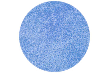 circle made of watercolor canvas stained with blue paint against white