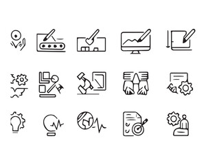 startup, management, business. Editable stroke. Outline icon collection