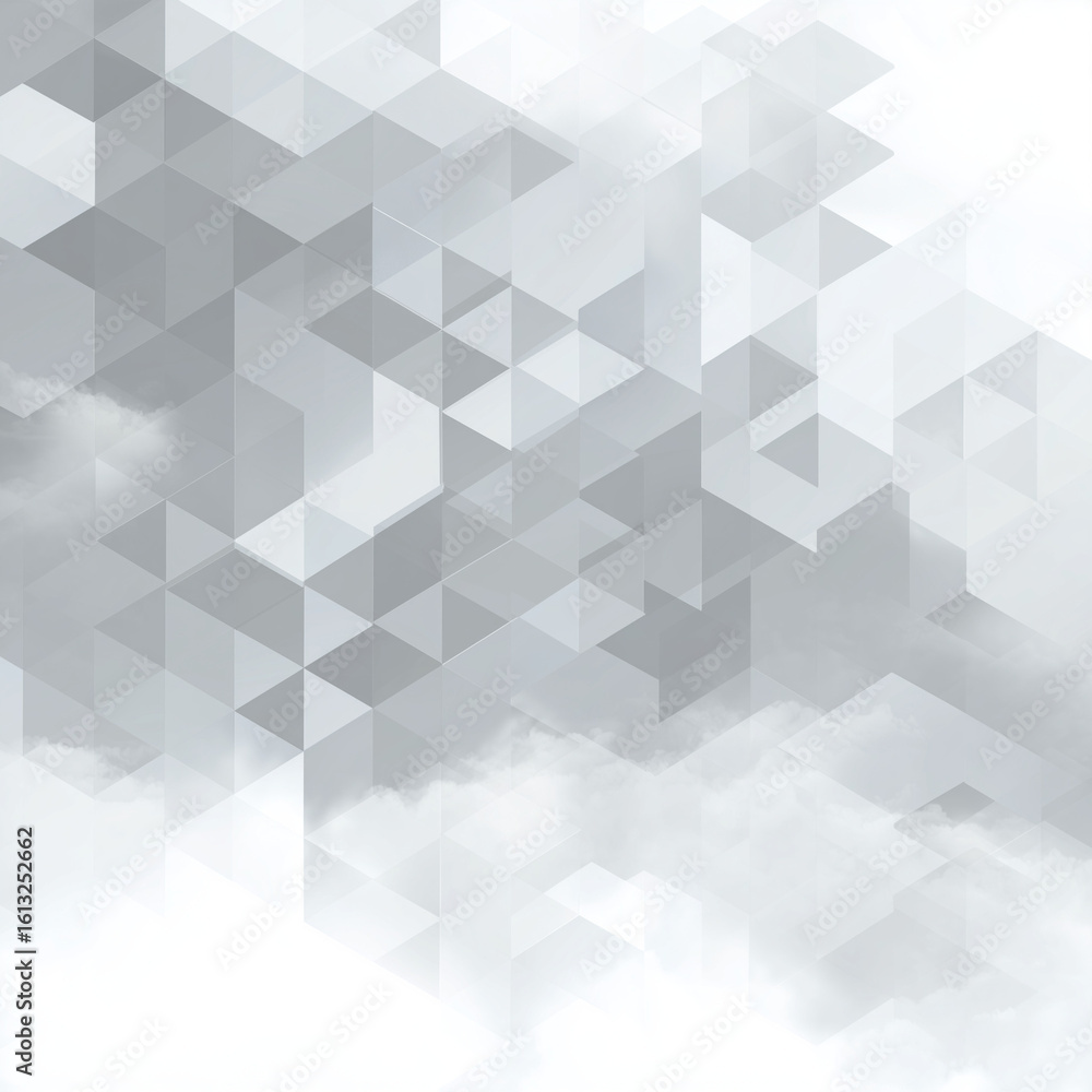 Poster modern geometric pattern with subtle cloud textures evokes innovation and progress