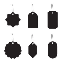 Black Price Tag. Tag label. Price label, sale tag. Blank Vector set. paper icons. Price shopping label. badge label. retail badge label. 