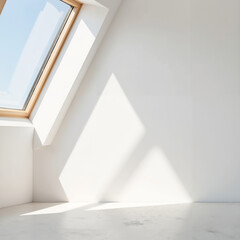Obraz premium Minimalist room with angled window and natural light in soft tones 