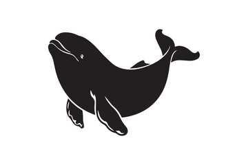 Beluga Whale Aquatic Mammal Silhouette Design