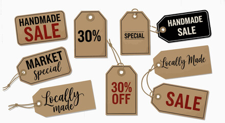 Obraz premium Announce your best deals with a collection of diverse sale tags and discount labels, perfect for any retail or market promotion, capturing attention with a clear silhouette