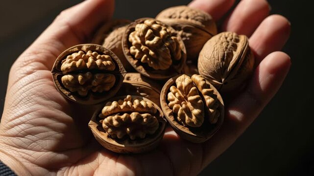Walnut Hand Food for Longevity and Healthy Snack Outdoors Natural Nut