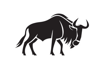 Wildebeest Silhouette - Powerful African Safari Wildlife Design