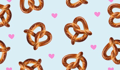 Pretzel seamless pattern background