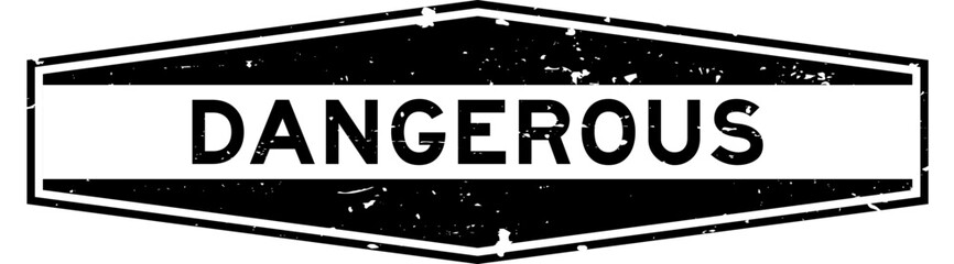 Grunge black dangerous word hexagon rubber seal stamp on white background