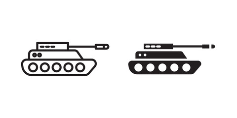 Tank icon Military, War, Combat, Armored Vehicle, Weapon, Flat Vector Illustration. © Maryam