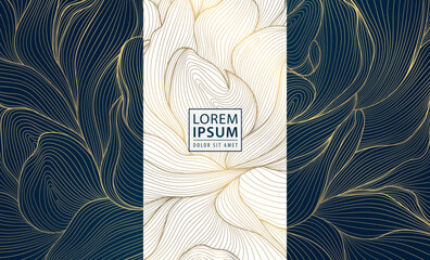 Vector set of flower gold pattern labels, vintage border design, petals abstract texture. Fancy art deco wine design label, wedding cards wallpaper, spa, royal ornament.