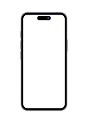 Realistic smartphone mockup with a blank screen and front camera cutout. Modern mobile phone frame template for UI/UX design, isolated on a transparent background, PNG
