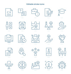 Recruitment stroke icon. Recruitment line icon set. editable stroke icon pack