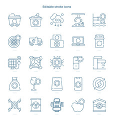 Recycling stroke icon. Recycling line icon set. editable stroke icon pack