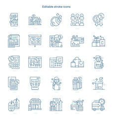 Sales stroke icon. Sales line icon set. editable stroke icon pack