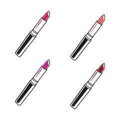 A clean, minimalist icon set of four lipstick shades