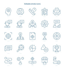 Strategic Consulting stroke icon. Strategic Consulting line icon set. editable stroke icon pack