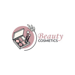 Minimalist Beauty Logo Design With Eyeshadow Kit and Brushes