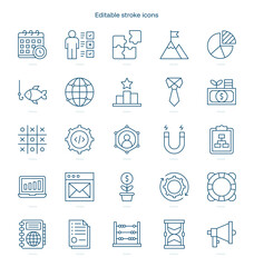 Strategy stroke icon. Strategy line icon set. editable stroke icon pack