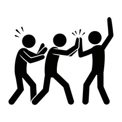 Team Success:  High Five Celebration,  Simple Pictogram Style,  Joyful and Energetic Mood.