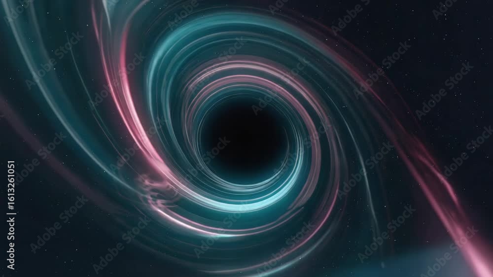 Poster swirling vortex of energy and matter spiraling into a black hole within the vast expanse of deep spa