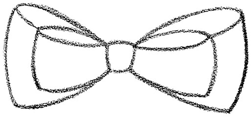 Chalk coquette bow with ribbon. Hand drawn vector illustration for design template present for wedding, Birthday, Christmas decoration or discount, sale. 