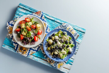 Salad placed on a white antique desk