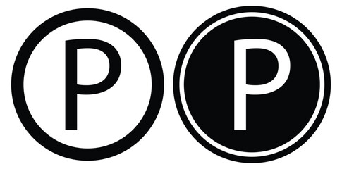 Flat P' parking symbol icons for web.