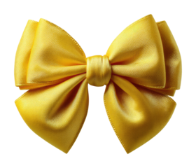 Festive yellow bow decoration product bright creative angle isolated on transparent background, png