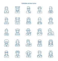 Urban tribes stroke icon. Urban tribes line icon set. editable stroke icon pack