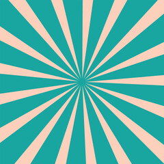 Retro Sunburst Pattern Background Design Vibrant Teal and Peach Colors. new, trendy, 2025, unique,