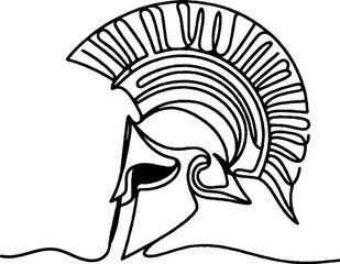 Stylized Spartan helmet outline in minimalist design  