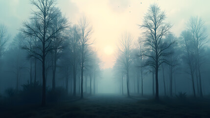 Double exposure of forest and ink swirls