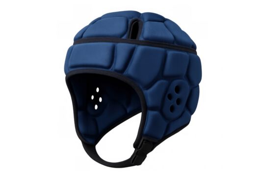 Rugby player wearing protective scrum cap, shielding head during intense tackles and competitive rugby match gameplay