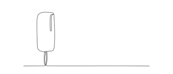 Naklejka premium Ice cream one line hand drawn illustration, continuous outline vector summer drawing