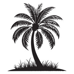 Obraz premium Coconut Tree Silhouette Vector – Tropical Palm Tree Illustration