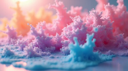 Slow motion diffusion of soft pastel pigments in liquid