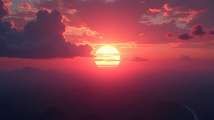 Sunset with deep violet and fuchsia sky