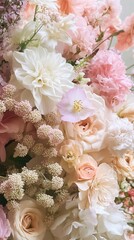 Exquisite Pastel Floral Arrangement: Soft Roses, Dahlias, and Delicate Sprays