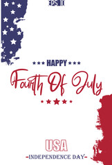 Happy 4th of July USA Independence Day Typography Text Lettering USA Abstract Flag Template