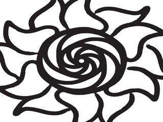 Abstract Black and White Swirling Flower Illustration