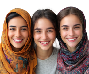 Celebrating cultural diversity portraits of women smiling expressions isolated on transparent background, png