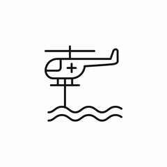 rescue helicopter water icon sign vector