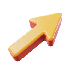 Colorful 3D arrow symbol indicating upward direction, displayed on a white background in a simple modern style on transparent background