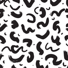 Black and White Abstract Brushstroke Seamless Pattern for Textile Design and Artistic Backgrounds Creative and Modern Backdrop