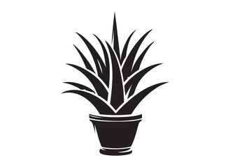 aloe vera plant logo silhouette vector, aloe vera tree logo silhouette vector design, black aloe vera plant silhouettes succulent botanical, aloe vera leaves logo vector silhouette on white background