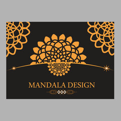 Mandala Design: Intricate golden mandala designs on a dark background, symbolizing art and spirituality, representing the beauty of traditional cultural heritage and spiritual practices.