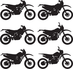 Black dirt bikes silhouettes motorcycle off road