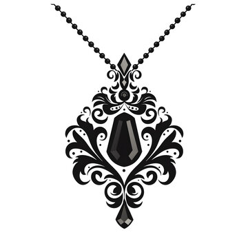 black pendant necklace ornate design clip art preview