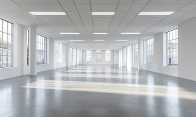 Interior of an empty room with a neutral background, 3D rendered to emphasize the potential for customization, Generative AI
